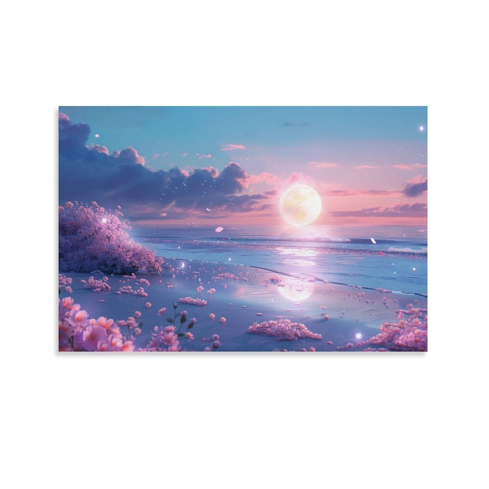 Amazon.co.jp: 絵画 花が浜辺を覆う アートパネル ポスター 魅力的な花